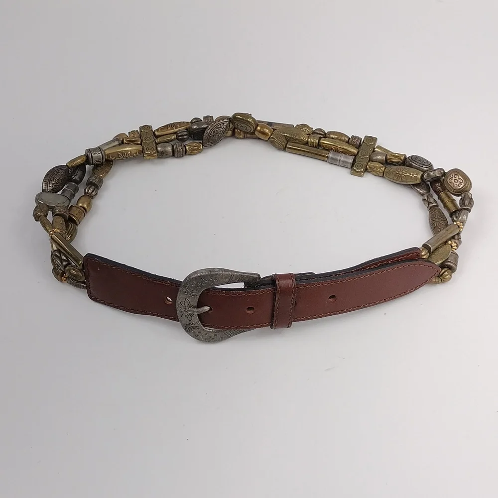 Vintage The Limited Beaded Leather Belt